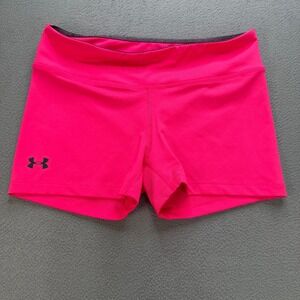 Under Armour HeatGear Compression Shorts Womens M Pink Polyester Fitted Athletic